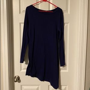 Navy Blue Dress with wood button detailing.